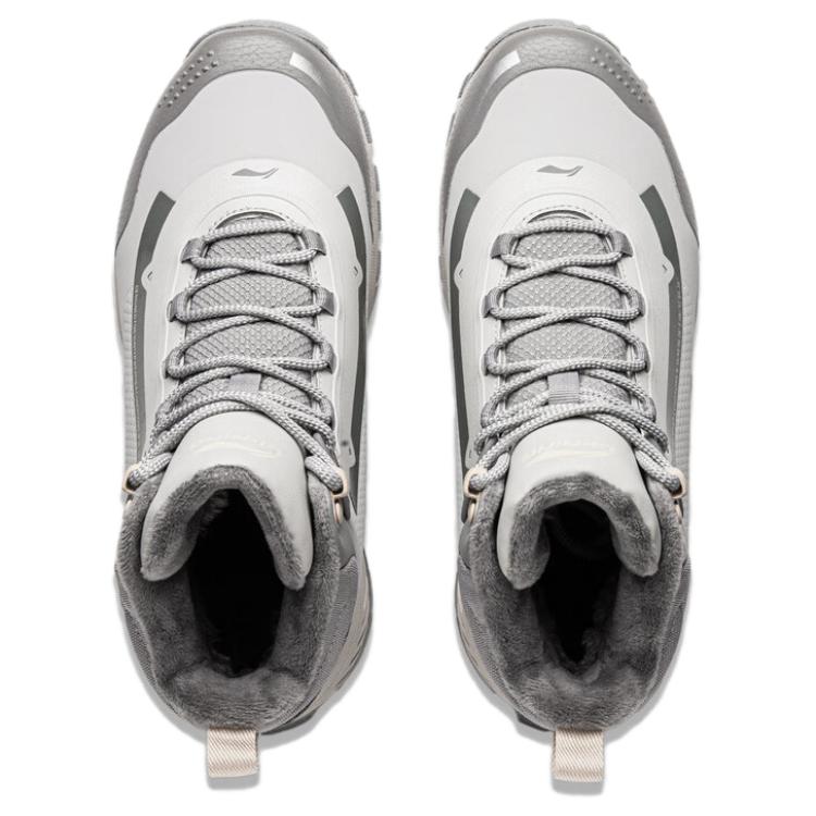 Li Ning нескользящие утепленные повседневные высокие кроссовки женские серые AGLU092-1