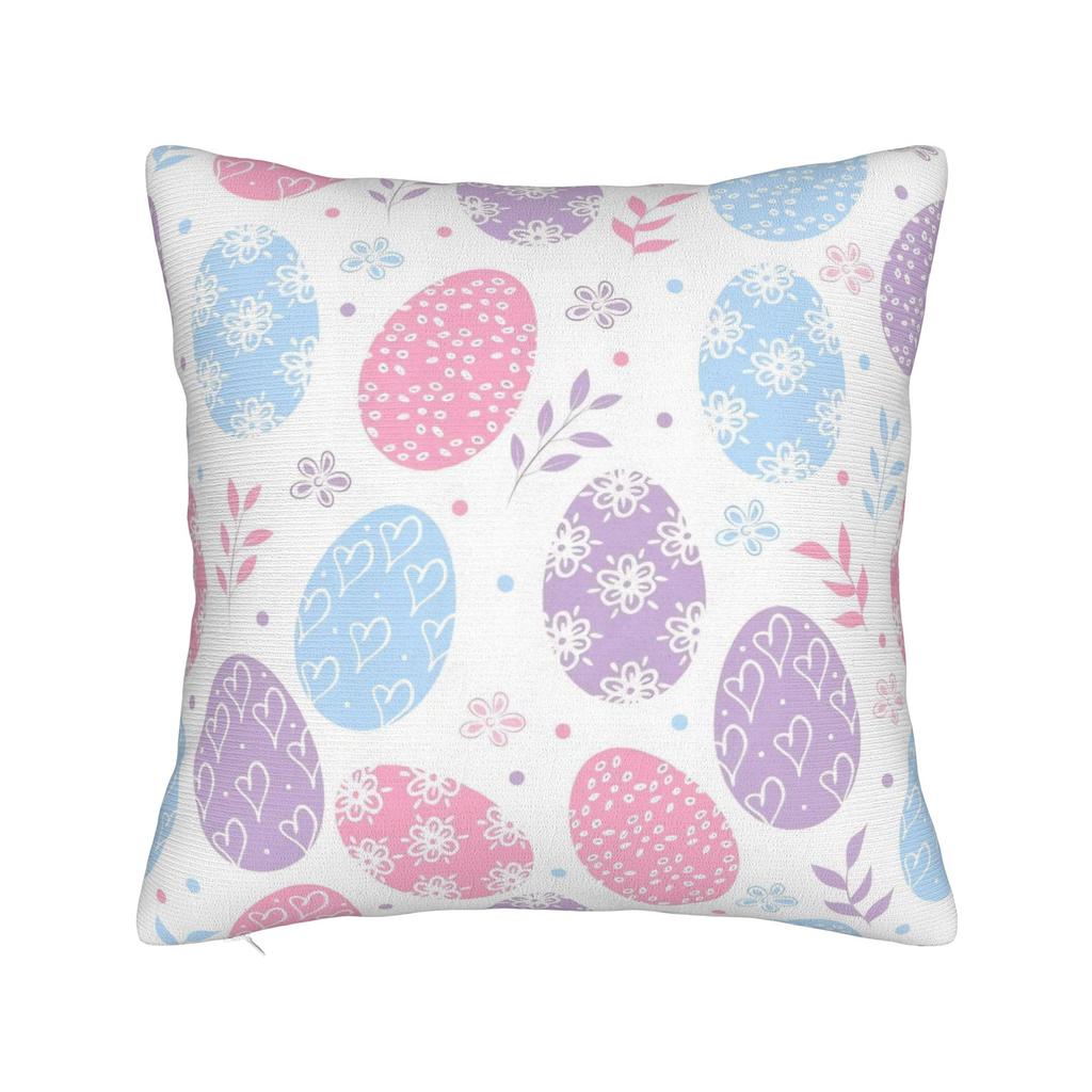 Easter Rabbit Throw Pillow Cover Polyester Decorative Pillow Bunny Flower Casual Pillowcase