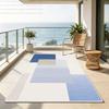 Nordic Minimalism Blue Geometric Modern Carpet Balcony Decor Large Rug Non-slip Impermeable Easy Clean Floor Mat Outdoor Patio