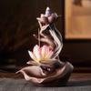 Ceramic Purple Sand Backflow Incense Burner Stove Zen Lotus Buddhist Hand Incense Stick Holder Censer Creative Home Decor