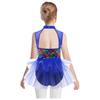 Girls Latin Dance Dress Sleeveless Cutout Back Tassels Shiny Sequins Color Block Performance Costume