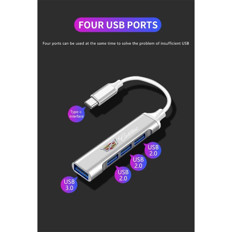Адаптер-распределитель USB Type-C Многопортовый концентратор Автотовары Для Cadillac CT5 CT6 CTS Seville ATS XTS Celestiq Ciel Escala SRX XT4 XT5 ELR Elmiraj EXT