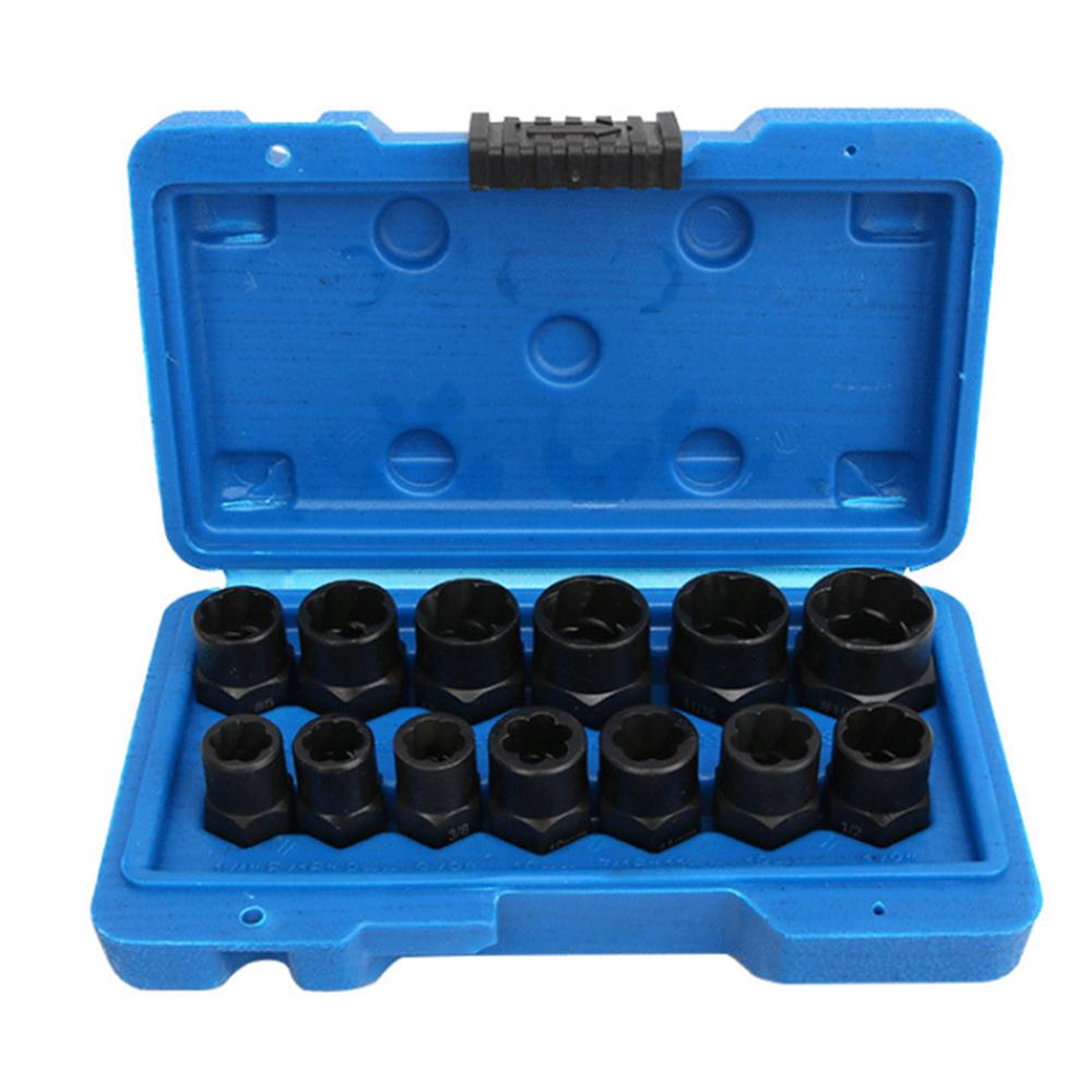 13Pcs Nut Bolt Extractor Socket Set Damaged Rusted Bolt Removal Tools