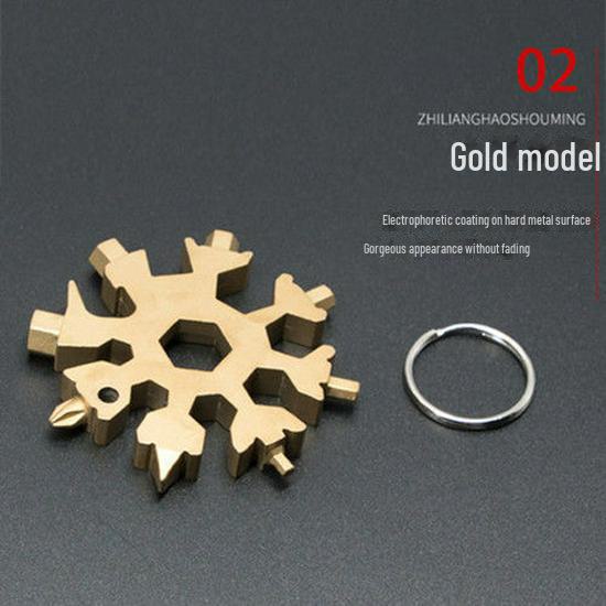 Многофункциональный гаечный ключ Douyin 18-в-1 в форме снежинки — легкий, портативный стальной восьмигранный и шестигранный инструмент