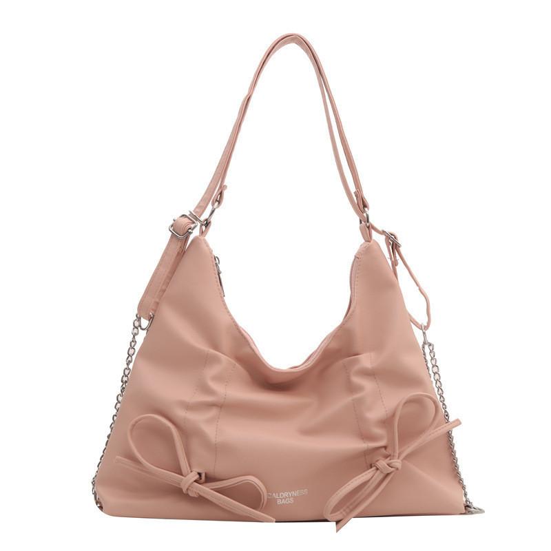 Fashionable Butterfly Bow Large Capacity Shoulder Bag 2024 Spring New Korean Style Street Trend Pu Tote Bag