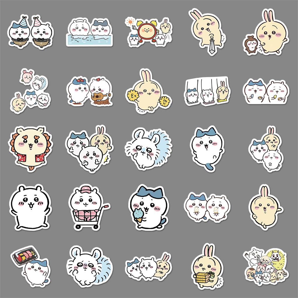50pcs Chiikawa Cartoon Stickers Cute Expression Pack Jiyika Wow Decorative Water Cup Mobile Phone Small Mochi Stickers