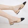 New Pointed Toe Sandals Low Square Heels Flat Shoes Korean Color Matching Party Ladies Shoes Chaussure Femme 2025