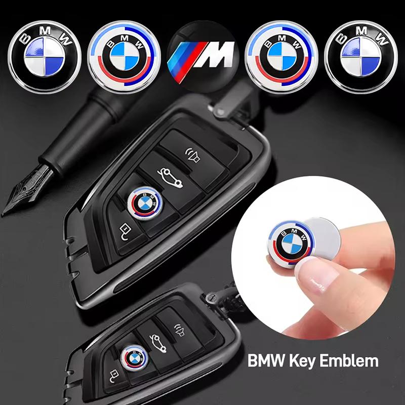 For BMW M E46 E90 E60 11mm Car Remote Key Fob Emblem 14mm Sticker For BMW E46 E90 F10 X1 X3 G2 Sticker Logo Replacement M Performance 50th Anniversary