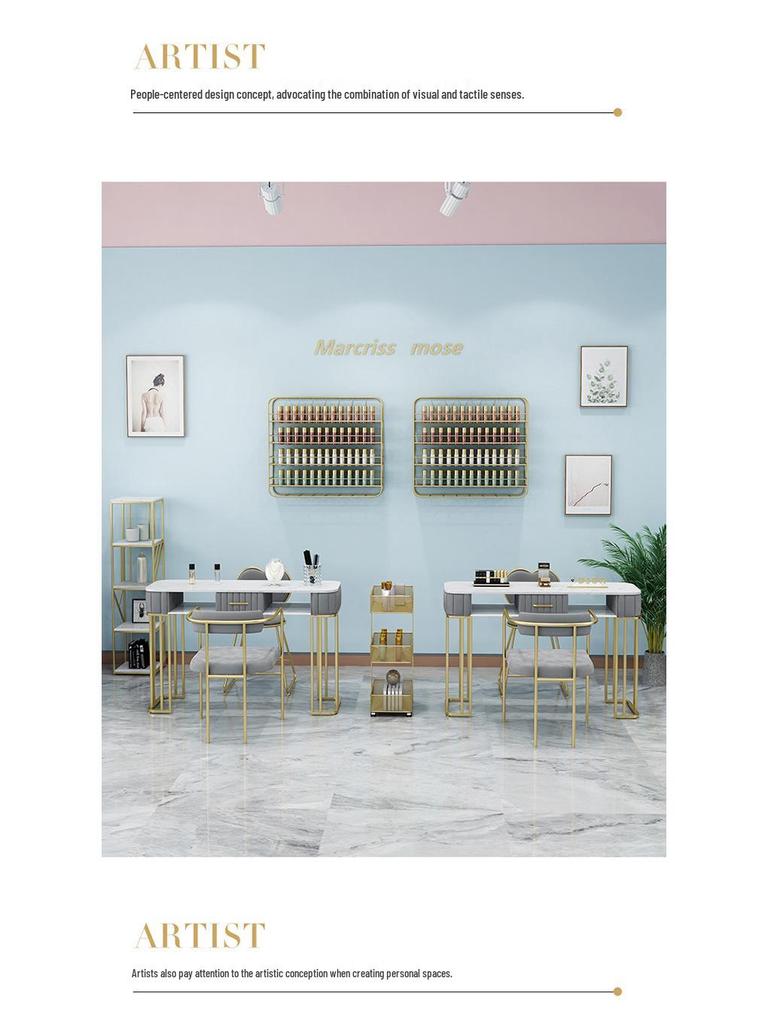 Роскошный маникюрный стол и стул в скандинавском стиле с хранилищем для лаков для ногтей