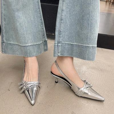 Весенние брендовые женские сандалии, модные женские туфли без шнуровки с острым носком и пряжкой на тонком среднем каблуке, Mul