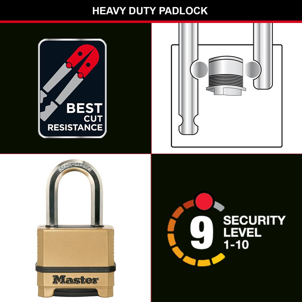 Master Lock Heavy Duty Zinc Padlock, Long Shackle, Combination