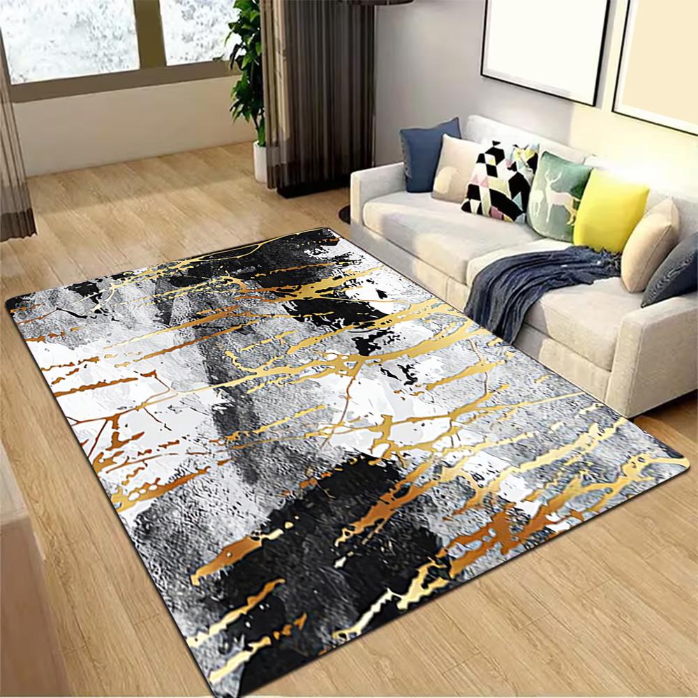 Декоративный узор с текстурой мрамора, Ковер, Гостиная, Спальня, Нескользящий, Квадратный ковер