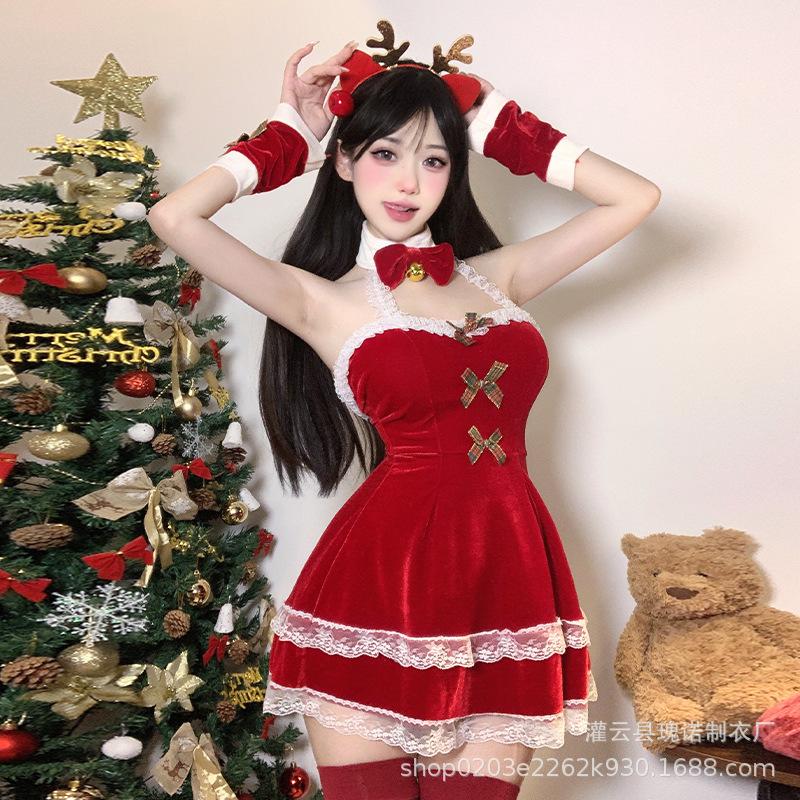 Large size catty new Christmas clothing fun Christmas elk COS Christmas day performance clothing sexy Christmas