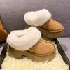 Platform High Heels Ankle Snow Boots Women Fur Cotton Slippers Winter Suede Plush Warm Shoes Woman 2025 Trend Casual Botas Mujer