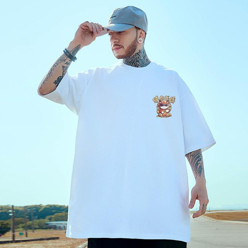 Новая мужская футболка с 3d принтом Lucky Cat, футболки с короткими рукавами для мужчин, уличная трендовая одежда унисекс, свободная футболка большого размера с дыханием, топы