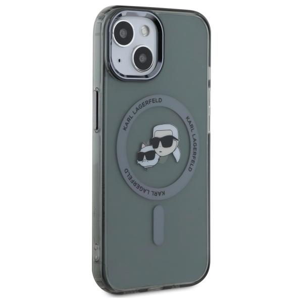 Karl Lagerfeld Klhmp15Shlskck Iphone 15  6.1 Czarny/Black Hardcase Iml Metal Karl&Choupette Head Magsafe