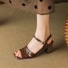 Fashion 2024 Summer Sandals Women Shoes Open Toe Chunky Heel Sandals High Heels Sandals for Women Handmade Genuine Leather Sandals