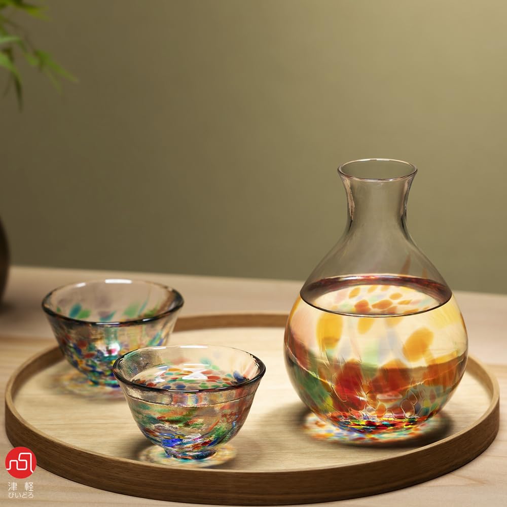 ADERIA Tsugaru Vidro Nebuta Nagashi Sake Сделано в Tokkuri Sake Tokkuri Sake Охлаждающий подарок на новоселье Выход на пенсию День рождения FS71559 Набор, Япония,