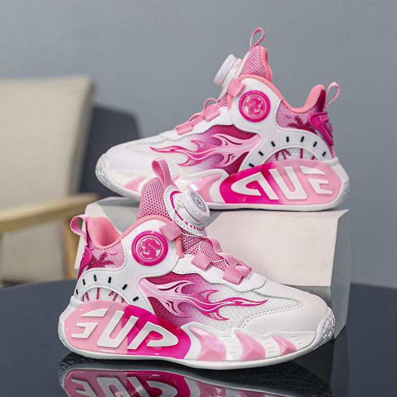 Детские баскетбольные кроссовки на кнопках, кроссовки с фрикционным звуком, весенне-осенние, с кожаным верхом, тренировочная обувь для мальчиков и девочек, новые кроссовки для бега