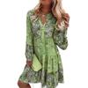 Women's  Dress Bohemian Floral Printed V Neck Mini Dresses Casual Loose Elegant Flare Sleeve Lady Beach Holiday Dress