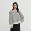 Elva' Island Women's Autumn/Winter Striped Drop Shoulder Crew Neck Loose Sweatshirt