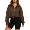 Womens Loose Fit Cropped Hoodless Sweatshirt With Half Zip Collar Long Sleeve Casual Top Fall Winter 2026