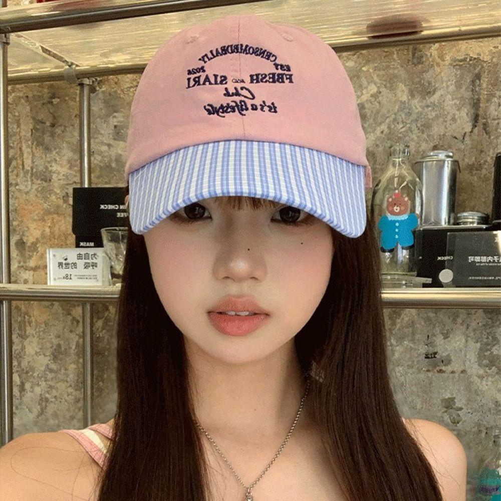 Spring Summer Baseball Hat Plaid Snapback Cap Fashion Peaked Cap  Girls
