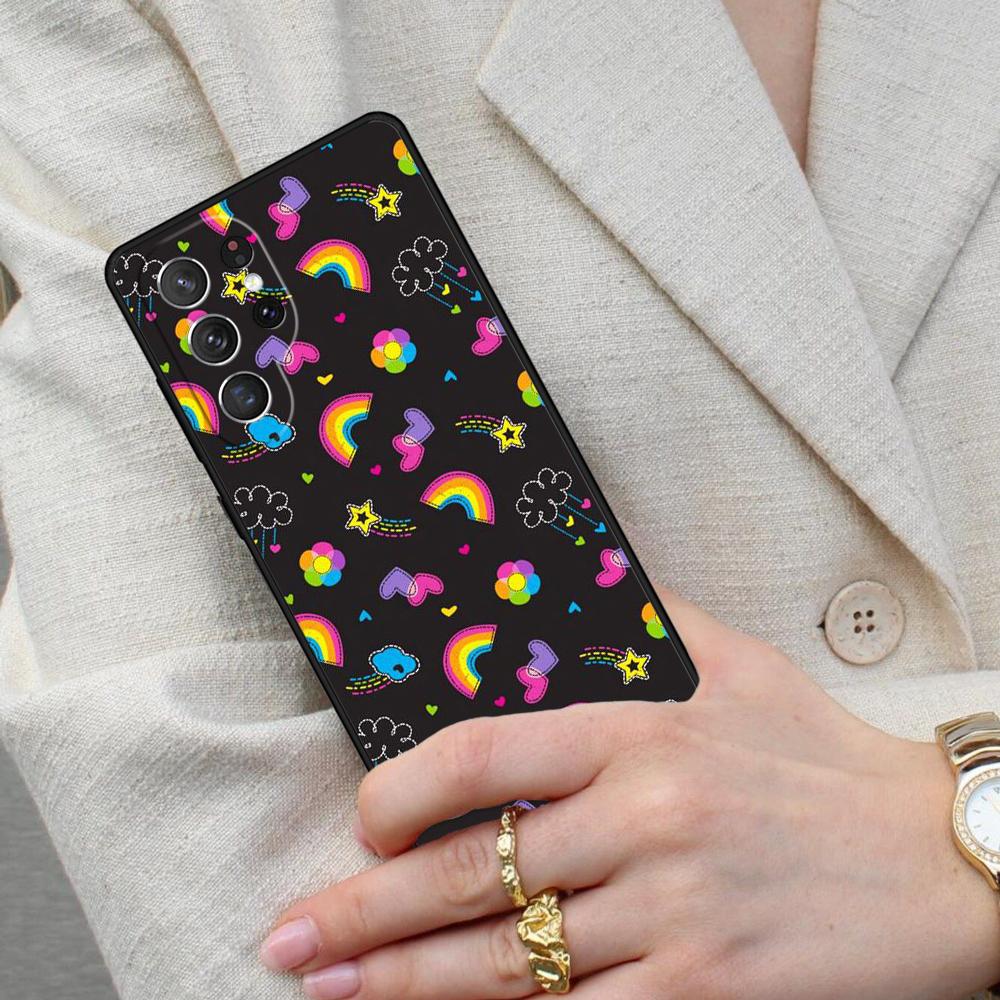 Rainbow Cute Cartoon Cell Phone Case for Samsung Galaxy S26 Ultra S25 S24 S23 S22 S21 S20 Note10 Cover