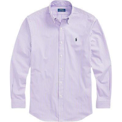 Polo Ss24 Рубашка из хлопкового поплина в полоску с вышивкой логотипа Pony и длинным рукавом Мужские рубашки Фиолетовый 710767330-010