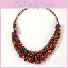 Colored Creative Wooden Bead Woven Necklace Neck Accessories For Gift Holiday