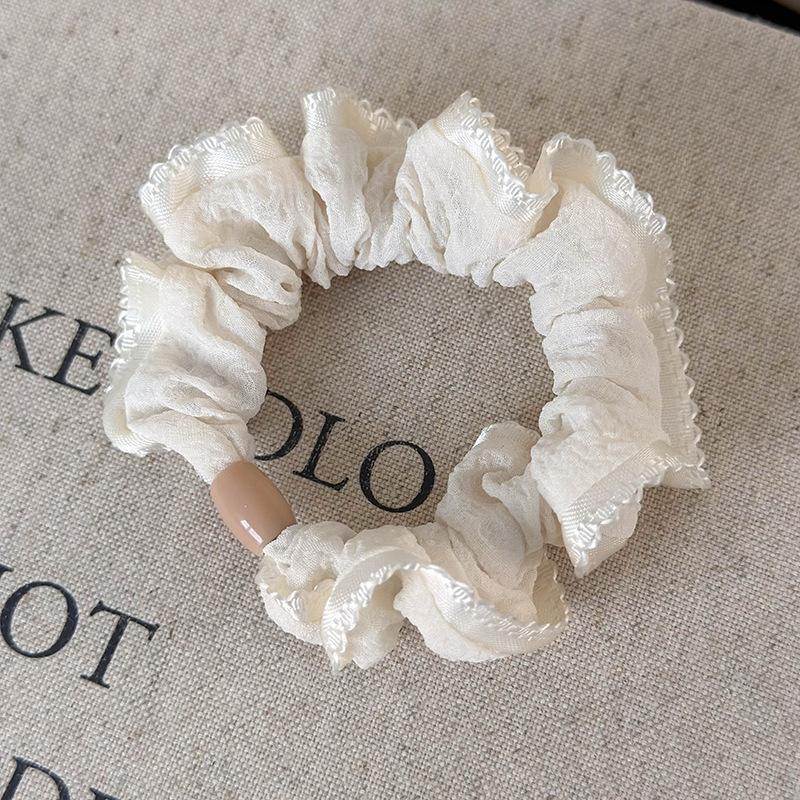 Ruffle High Elastic Hair Bands Girls French Vintage Elegant Hairbands Ribbon Hair Ties Women Girls Cute Hair Styling Accessories