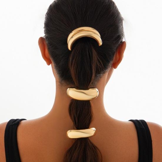 Metal Ponytail Holder Hair Cuff Punk Golden Silver Color Alloy Half Circle Elastic Hair Tie Metal Ring Hair Band Wrap Women Girls Hair Accessories