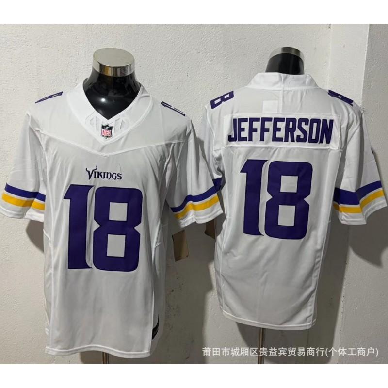 Minnesota Vikings NFL Team Jersey Mens Short Sleeve Football Shirt Embroidered Number 18 Fan Apparel