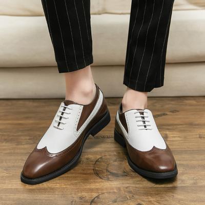 Кожаные туфли Brogue Business для мужчин, модные, с цветными блоками, для отдыха, вечеринки, офиса, свадебного платья, туфли, новые