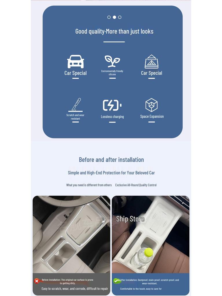 Wuling Bingo S Silicone Mat with Wireless Charging and Cup Holder - Non-slip Central Control Interior Accessory