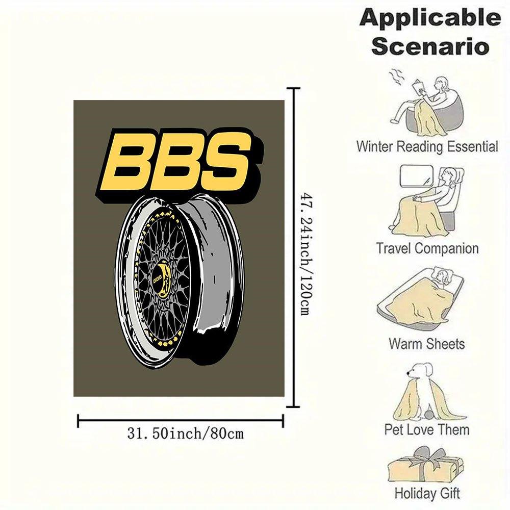 BBS Wheel Poster - Automotive Decor for Car EnthusiastsBlanket Flannel Throw Blanket for Sofa, Bed, Travel, Camping, Office, Couch, Chair, A