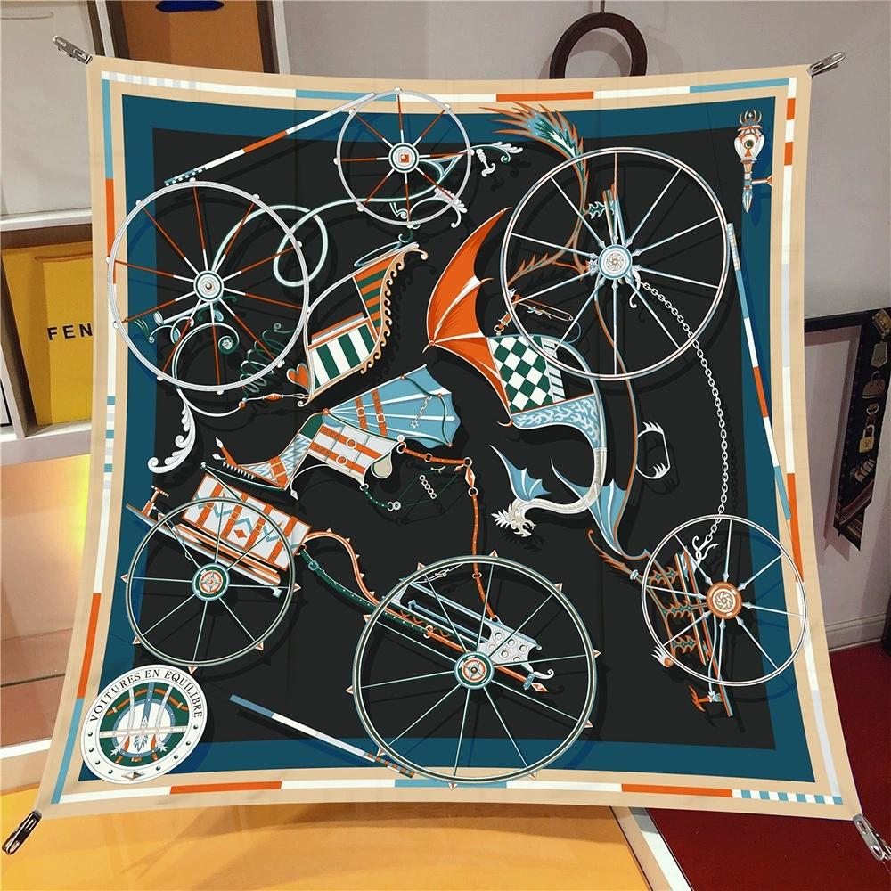 Four Season 90CM Square Scarf Fashion Colorful Royal Carriage Twill Scarf Shawl Hijabs Bandana Neckerchief For Ladies