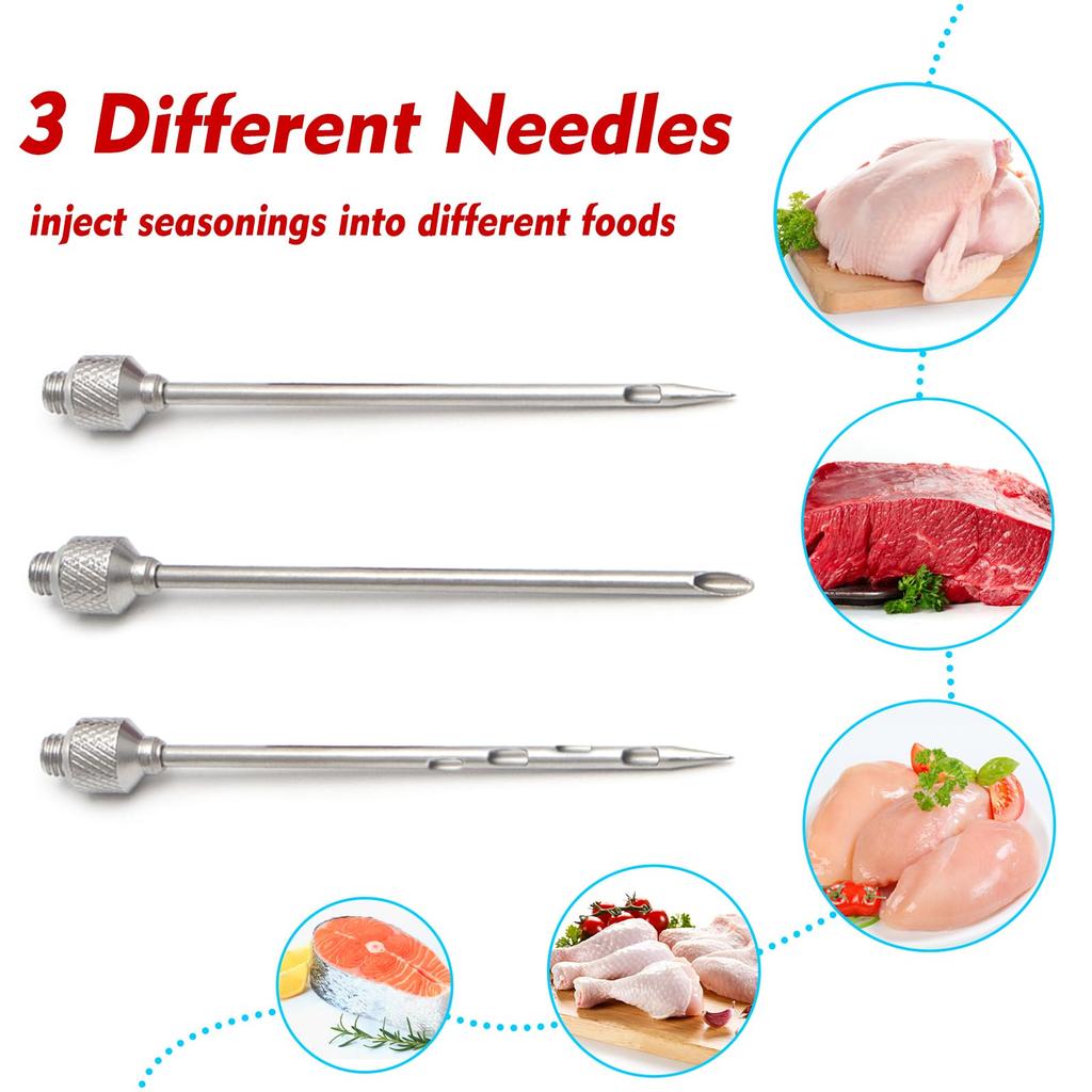 Meat Injector Syringe With Marinade Injector Needles for BBQ Grill Turkey Injector Kit Marinade Flavor Injector Home Outdoor
