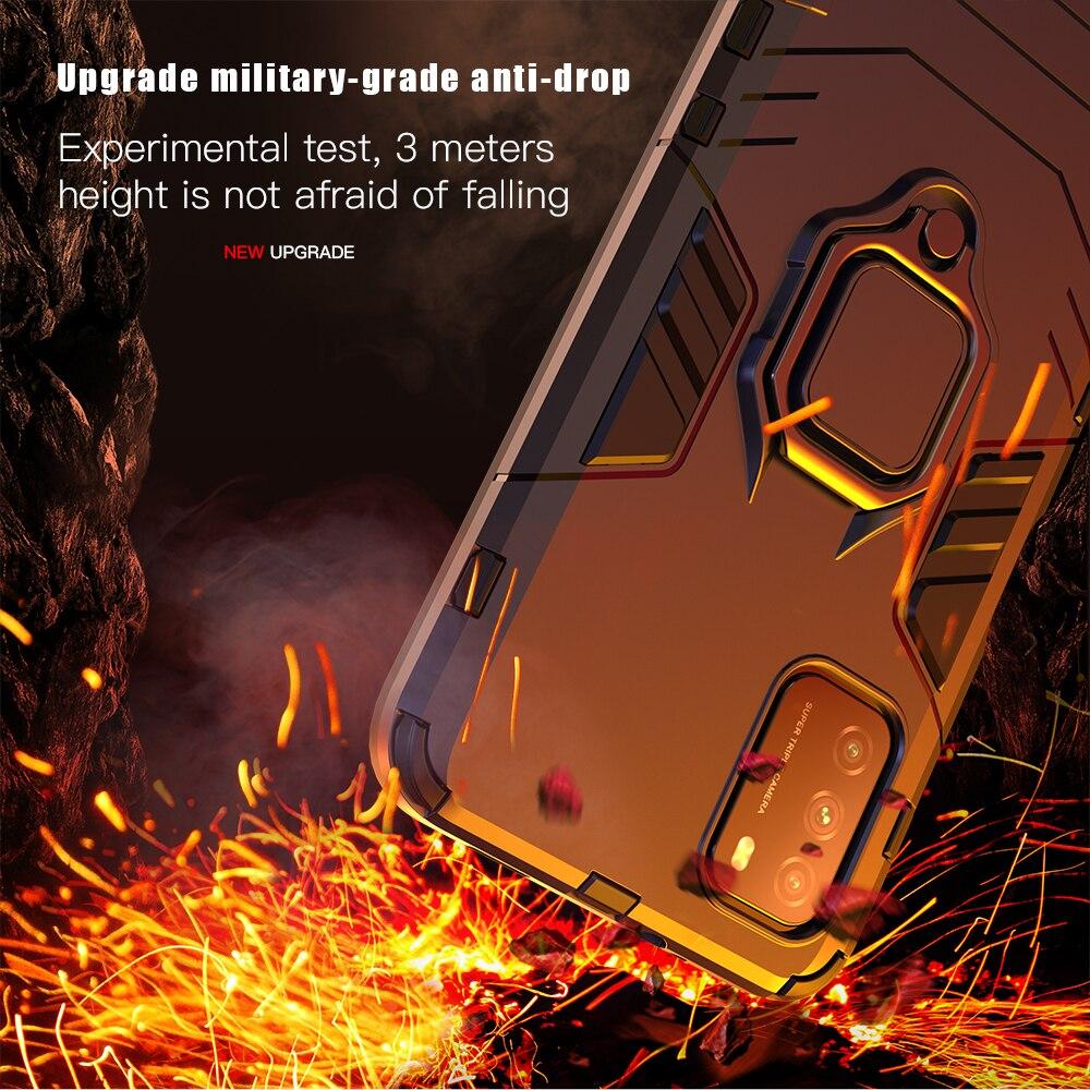 KEYSION Противоударный защитный чехол для Xiaomi POCO M3, кольцевая подставка, бампер, силиконовая задняя крышка для телефона Pocophone M3