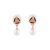 Estele Women's Rose Gold Plated White Pearl Triangle Drop Earrings