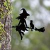 Garden Corner Sign with Witch Silhouette for Yard Decor