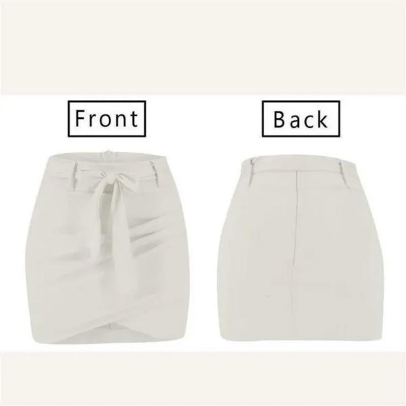 Модная женская мини-юбка в стиле OL с высокой талией и поясом, однотонная мини-юбка с крестом Saias