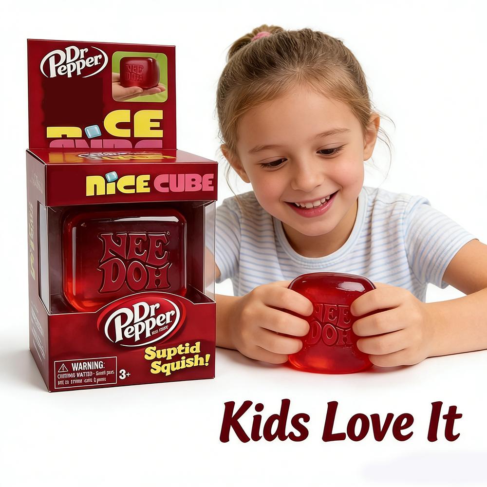 Dr Pepper X Nice Cube Сквиши Игрушка для снятия стресса Мягкий кубик-фиджет для сжатия для детей и взрослых Сенсорная игрушка для снятия тревожности
