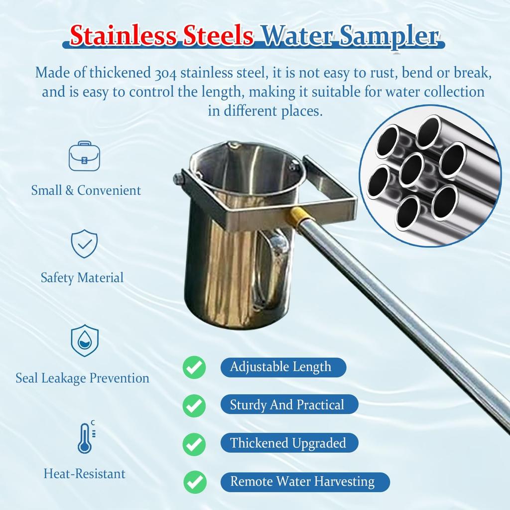 Handled Sampler Pole Mounted Stainless Steel Sampler - Adjustable Length 500ml/1000ml Graduated