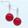Fashion Colorful Round Simulated-pearl Drop Earrings For Women Wedding Party Rose Gold Color Jewelry