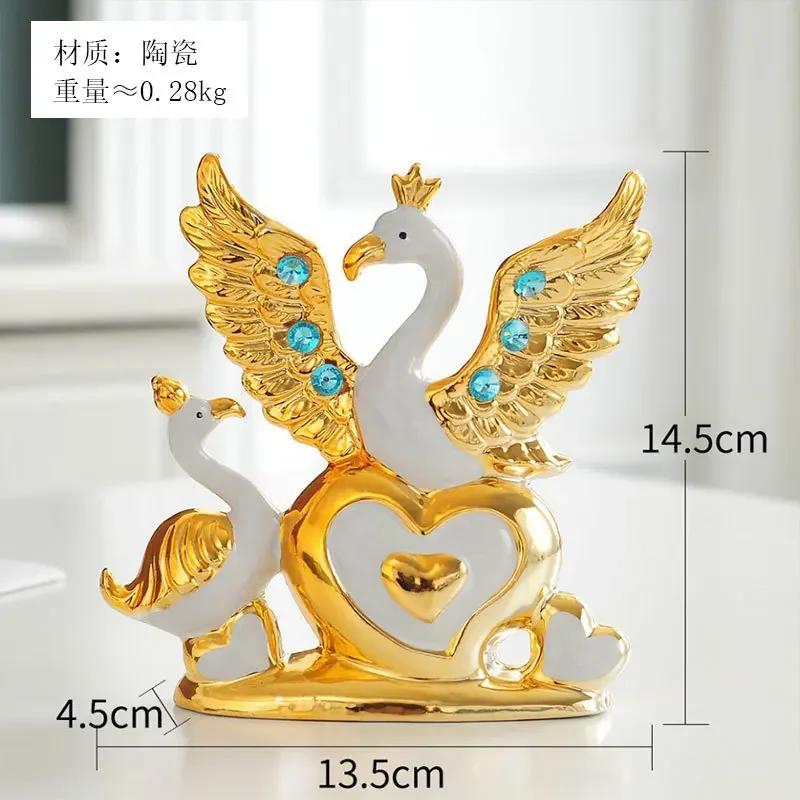 Европейский свадебный декор, ремесла, керамические изделия, креативное украшение комнаты, ручная работа, золотой лебедь, фарфоровые статуэтки, украшения