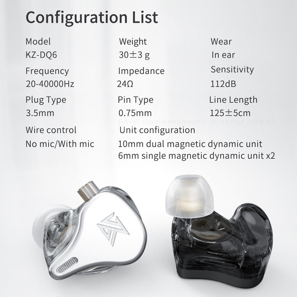 KZ DQ6 3,5 мм проводные наушники-вкладыши 3DD динамические Hi-Fi музыкальные наушники спортивная гарнитура 2-контактный съемный