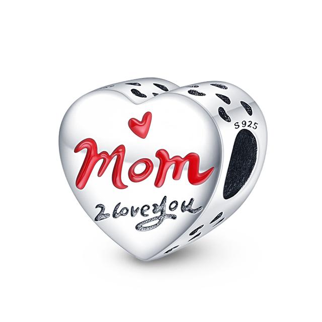 Новые стерлингового серебра 925 пробы красного цвета, подвески в форме сердца, бусины, ювелирные изделия на удачу, подарки