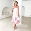 Strap Dress European and American 2025 Women Summer Fashion Print Wave Sleeveless Backless Lace-up Sling Dress