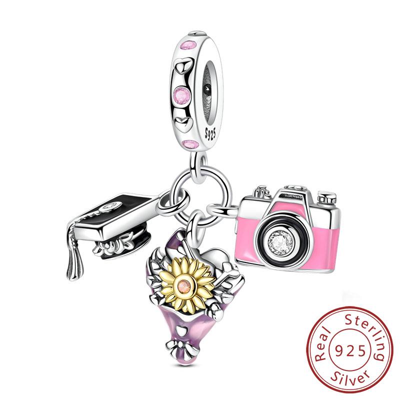 New Copper Charms Bead Penguin Owl Bow Heart Charm Fit Original Pendant Bracelet Jewelry Making For Women Gift